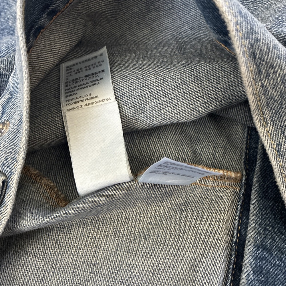 Levi's Western Shorthorn Trucker Jacket Sz L Blue Dark Wash Denim Relaxed NWT ! - Picture 15 of 16